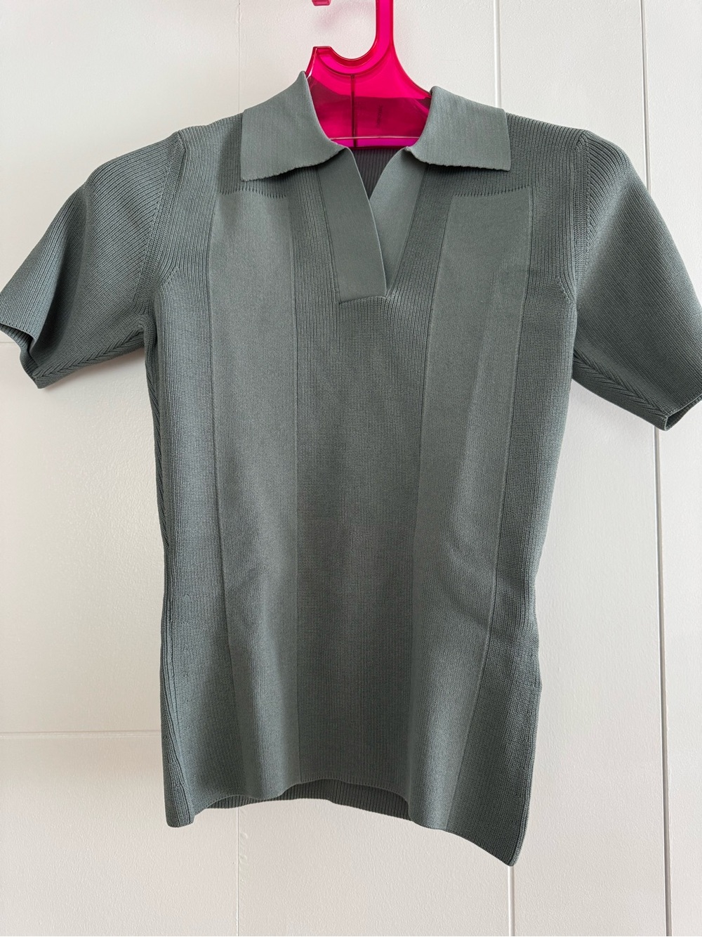 Jacquemus Slate Green Short-Sleeve Knit Polo Top